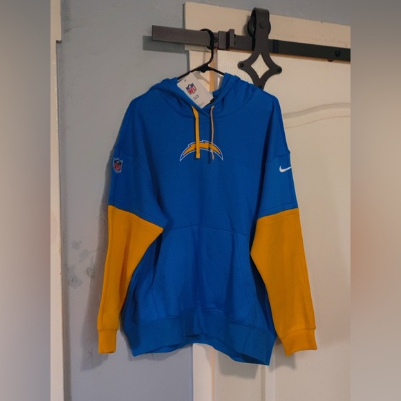 NFL Sweaters - Women’s Chargers NFL Blue and Yellow Sporty Pullover Sweater oversized